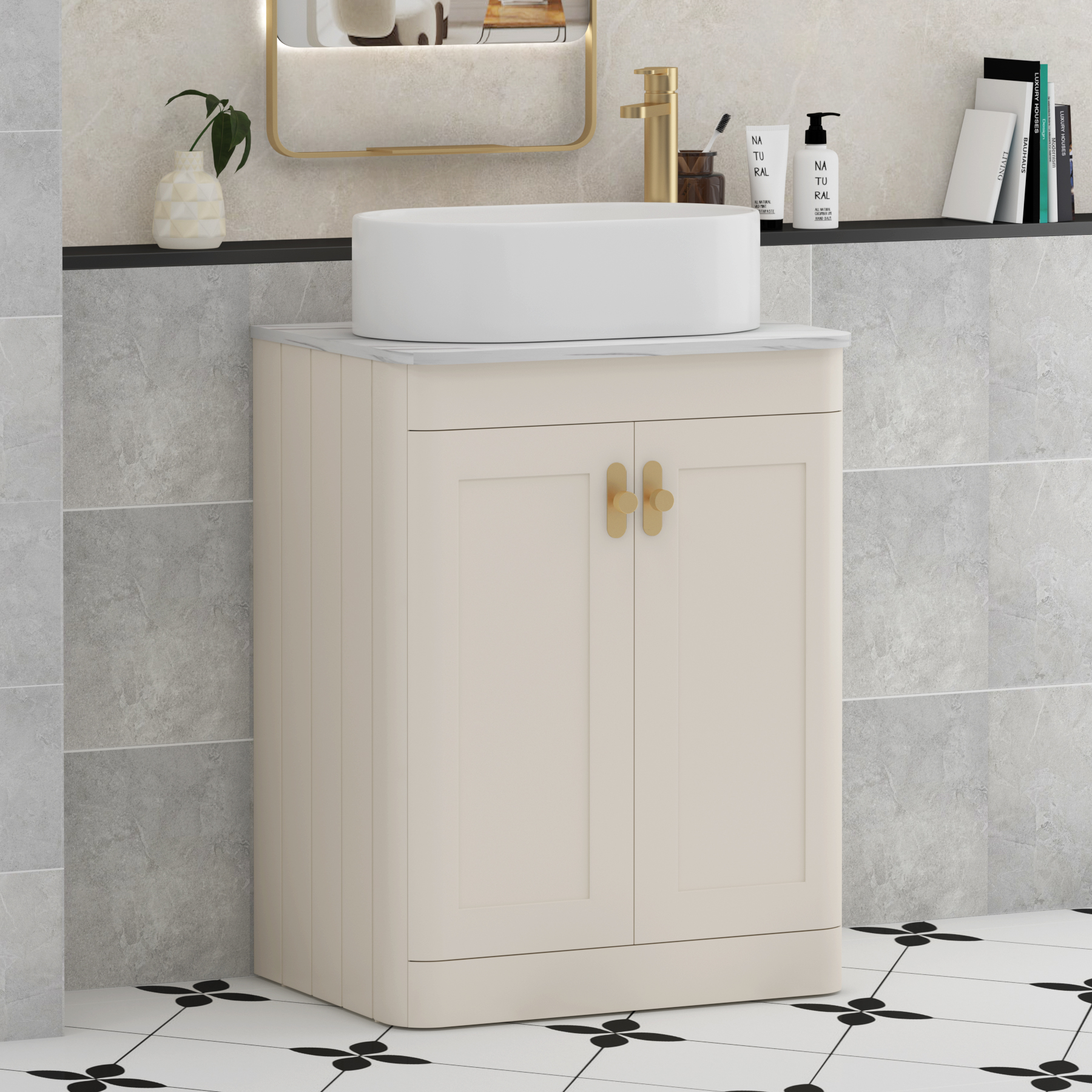 Henley 2 Door Floor Standing Vanity Unit – Multiple Sizes, Colours, Knobs, Worktop & Basins Options