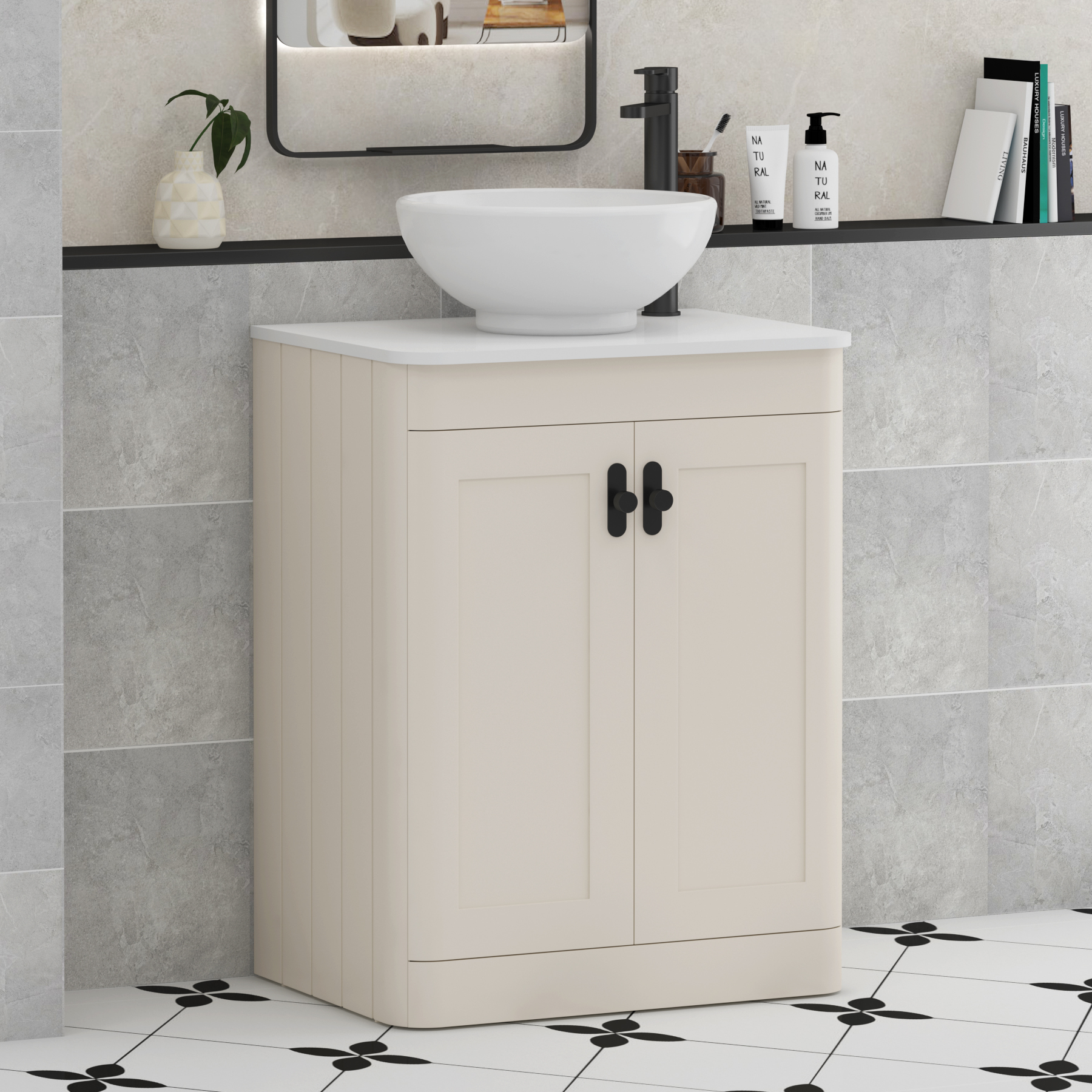 Henley 2 Door Floor Standing Vanity Unit – Multiple Sizes, Colours, Knobs, Worktop & Basins Options