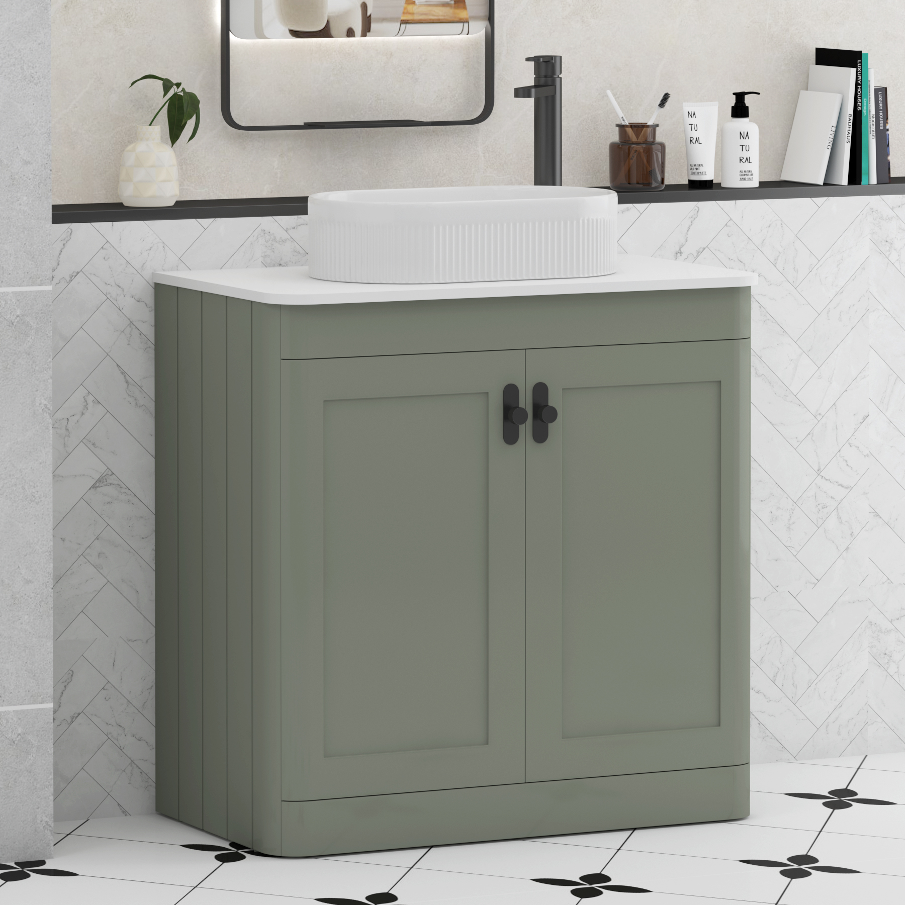 Henley 2 Door Floor Standing Vanity Unit – Multiple Sizes, Colours, Knobs, Worktop & Basins Options