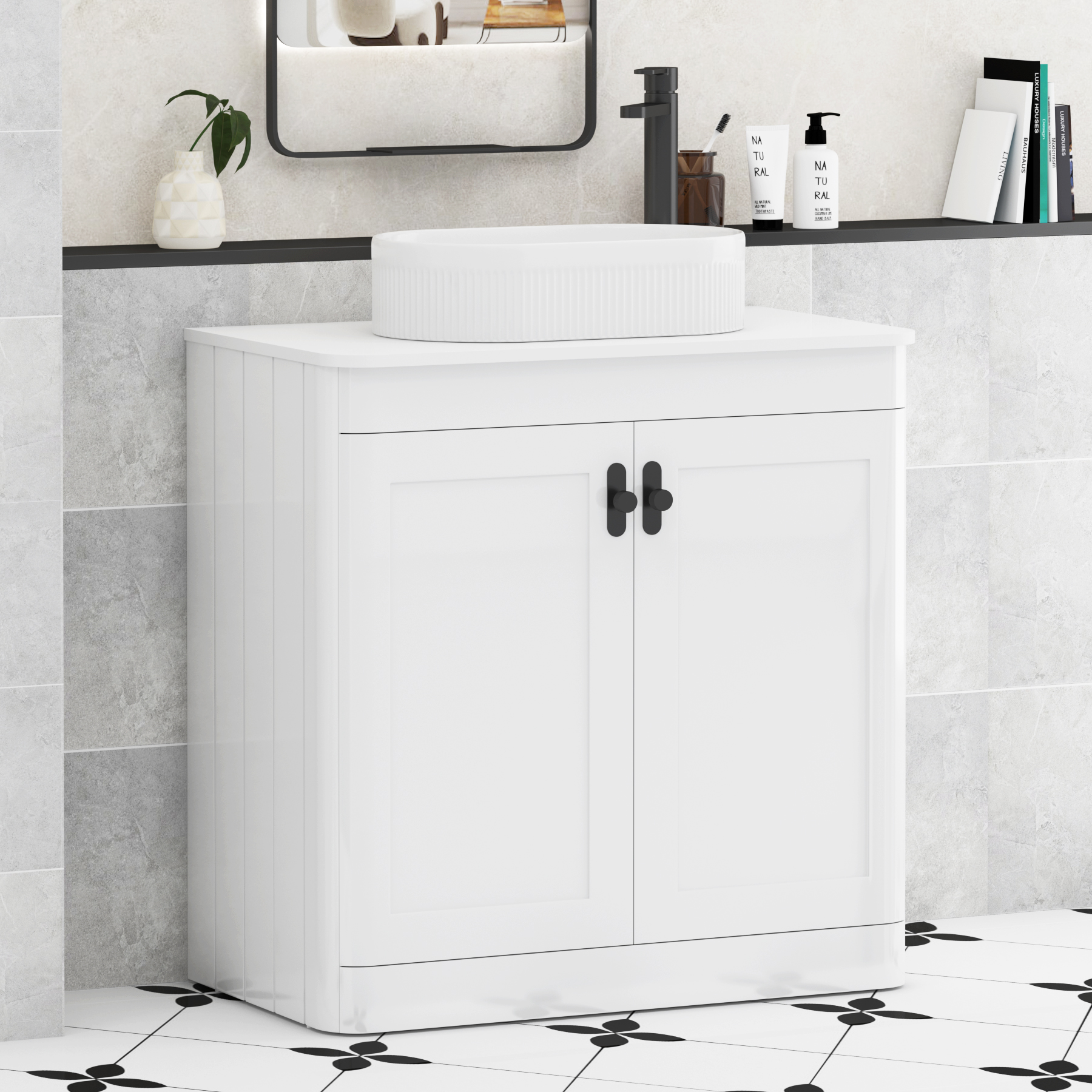 Henley 2 Door Floor Standing Vanity Unit – Multiple Sizes, Colours, Knobs, Worktop & Basins Options