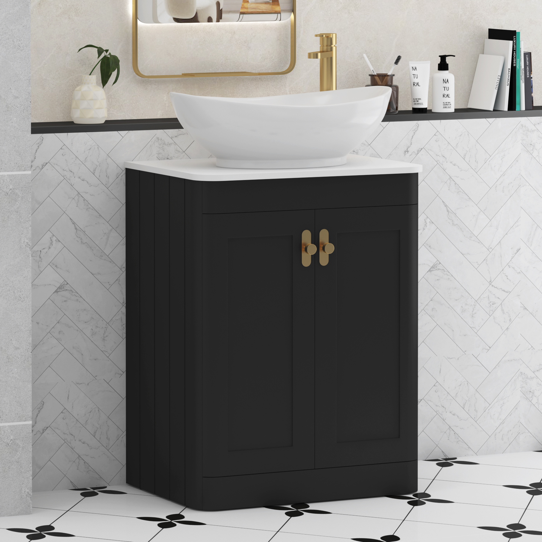 Henley 2 Door Floor Standing Vanity Unit – Multiple Sizes, Colours, Knobs, Worktop & Basins Options