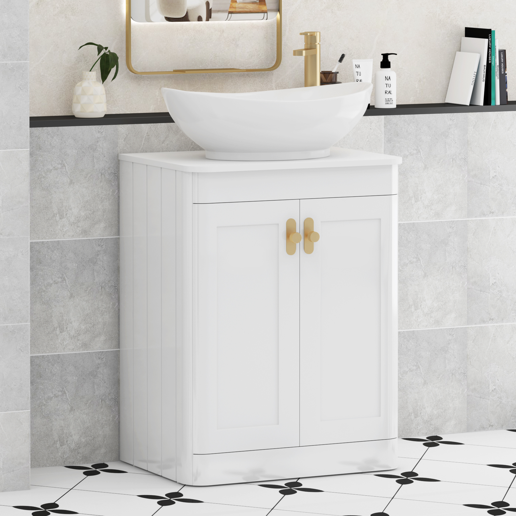 Henley 2 Door Floor Standing Vanity Unit – Multiple Sizes, Colours, Knobs, Worktop & Basins Options