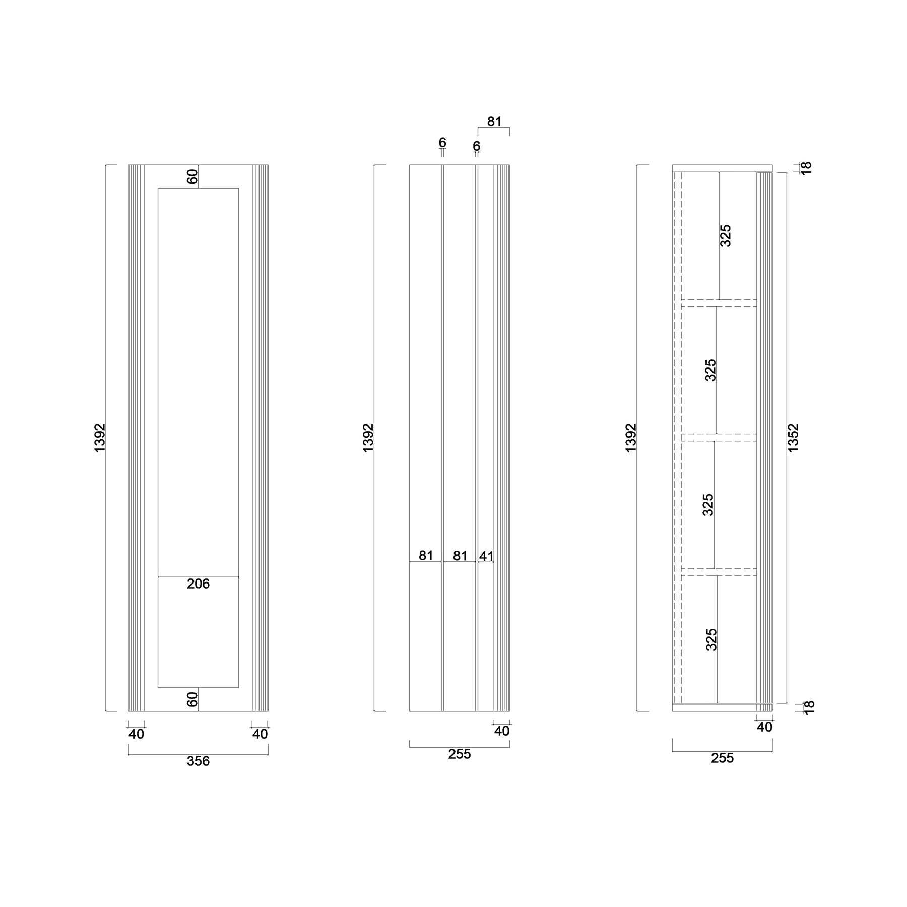 Henley 1390mm Gloss White 1-Door Wall Hung Tall Boy Cabinet Unit with Chrome Knob