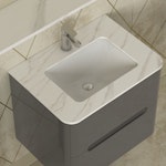 Infinity 600mm Gloss Anthracite Wall Hung Vanity Unit 2 Drawer with Carrara White Top