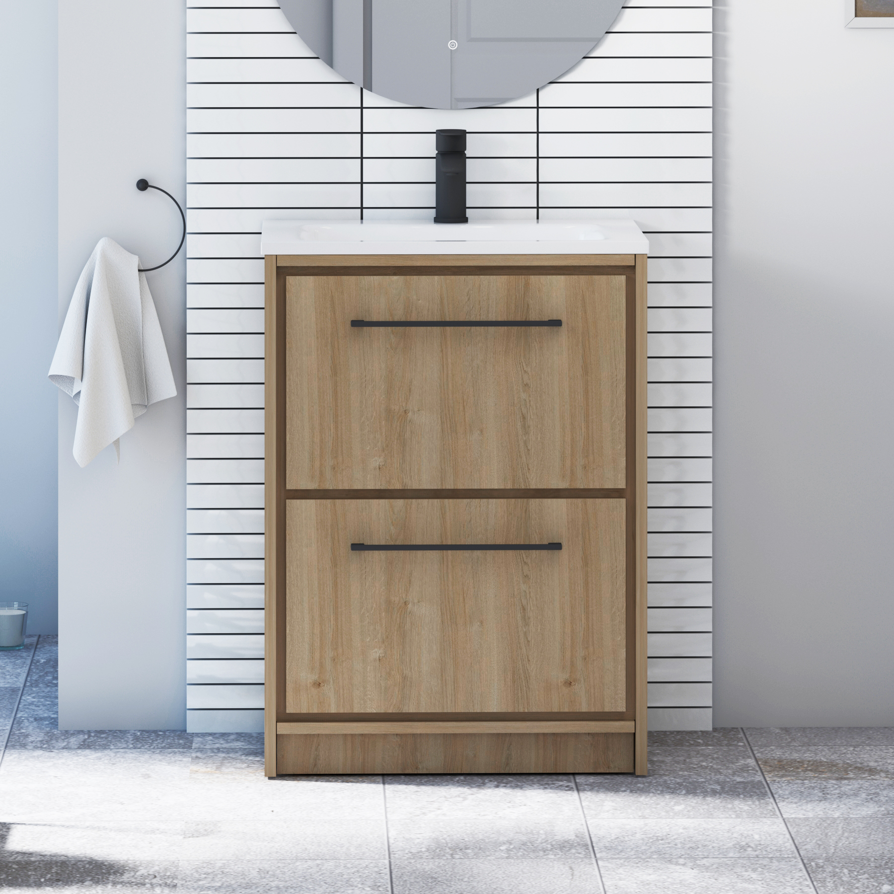 Livora 2-Drawer Floor Standing Vanity Unit – Multiple Sizes, Colours, Basins & Handle Options
