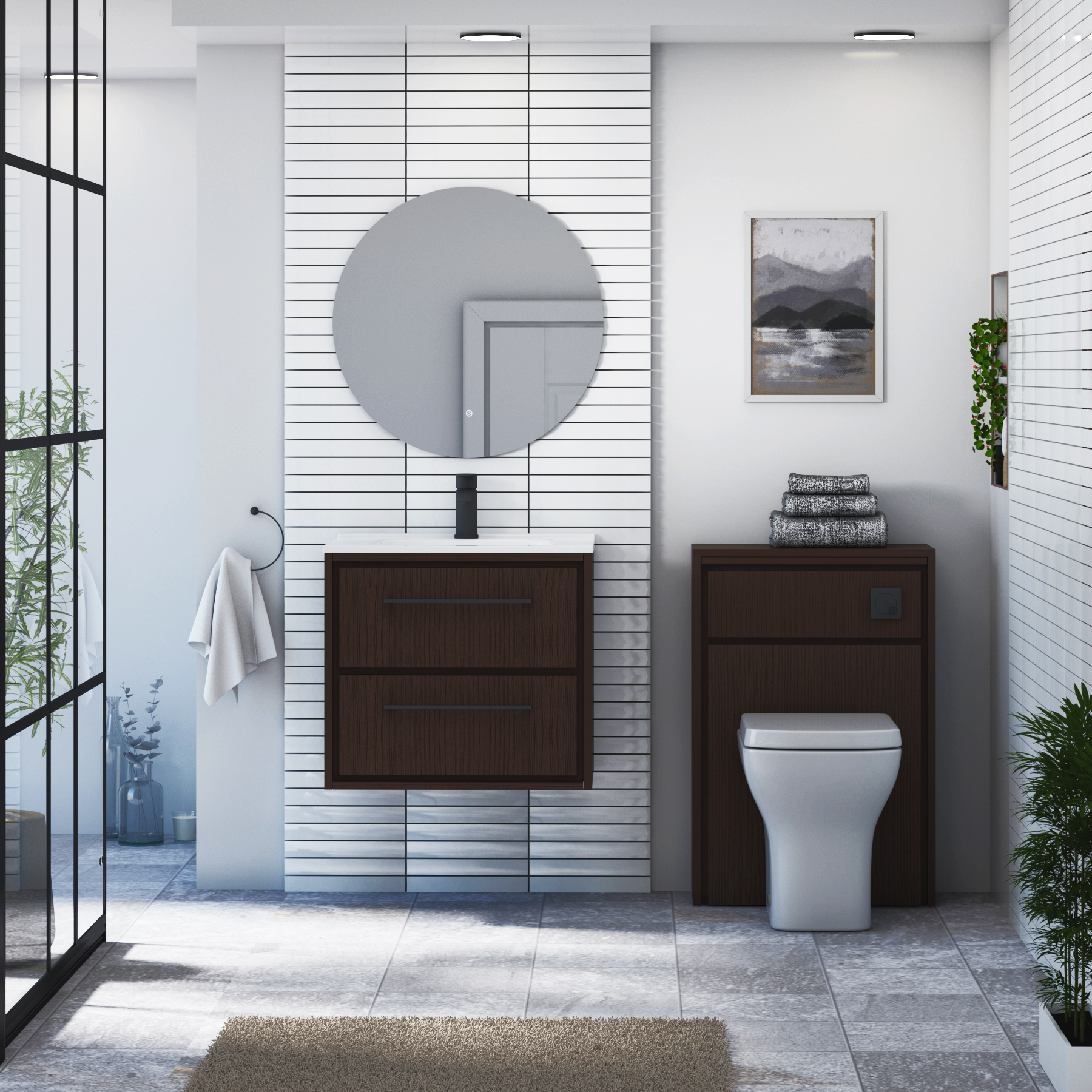 Livora Natural Oak Wall Hung 2 Drawer Vanity Unit with Optional Basin  & Various Handles