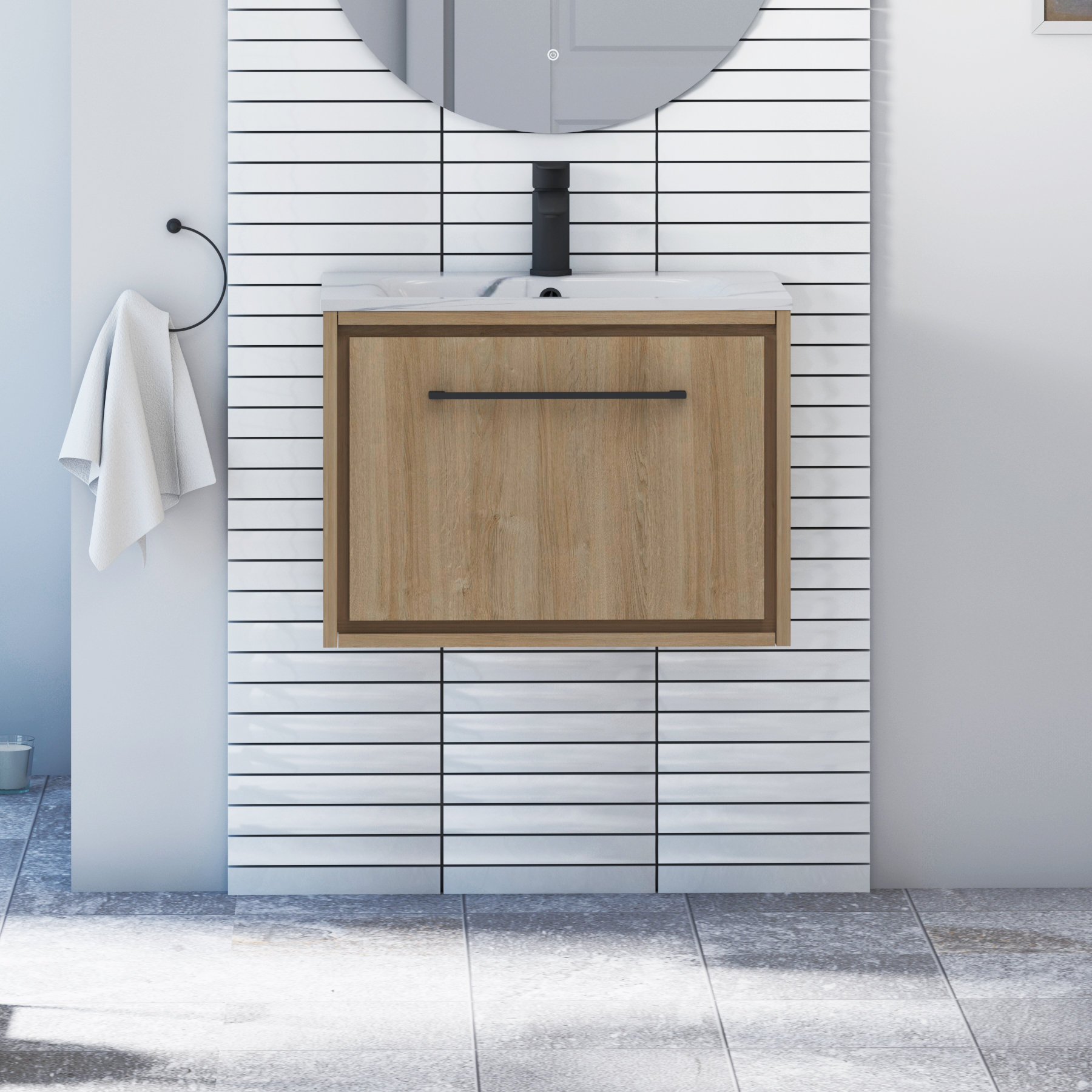 Livora 600mm 1 Drawer Wall Hung Vanity Unit – Multiple Colours, Basins & Handle Options