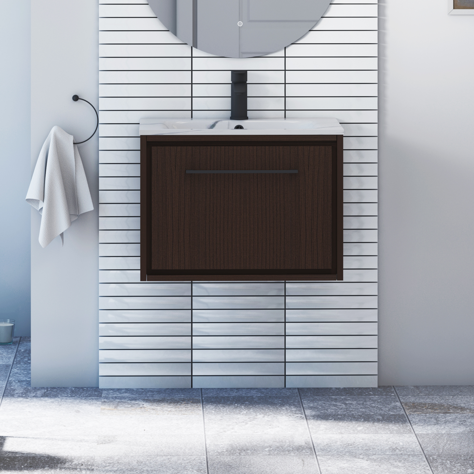 Livora 600mm 1 Drawer Wall Hung Vanity Unit – Multiple Colours, Basins & Handle Options
