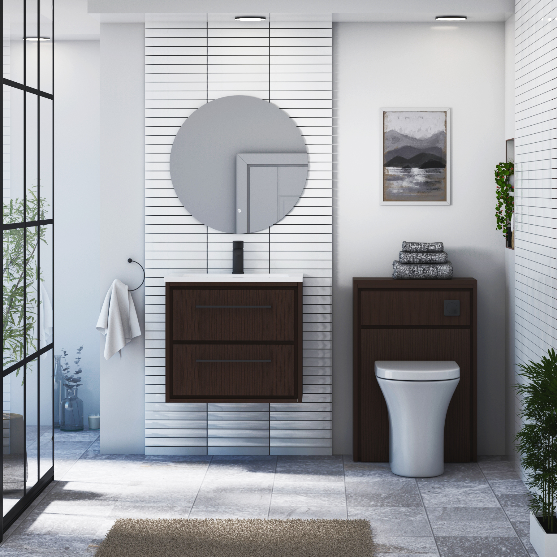 Livora Natural Oak Wall Hung 2 Drawer Vanity Unit with Optional Basin  & Various Handles