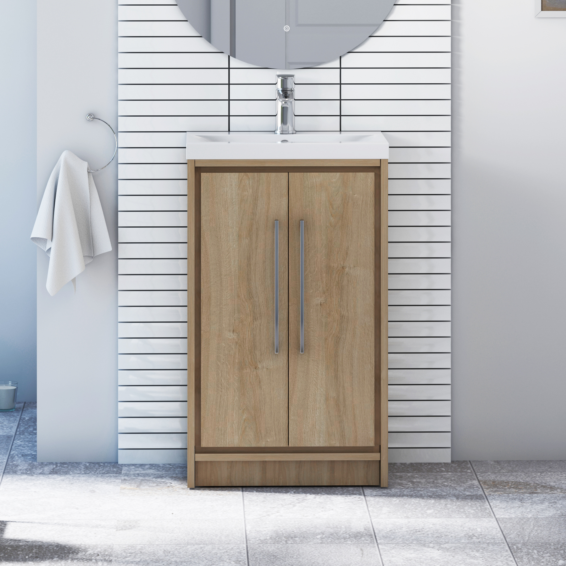 Livora 500mm Floor Standing 2 Door Vanity Unit – Multiple Colours, Basins & Handle Options