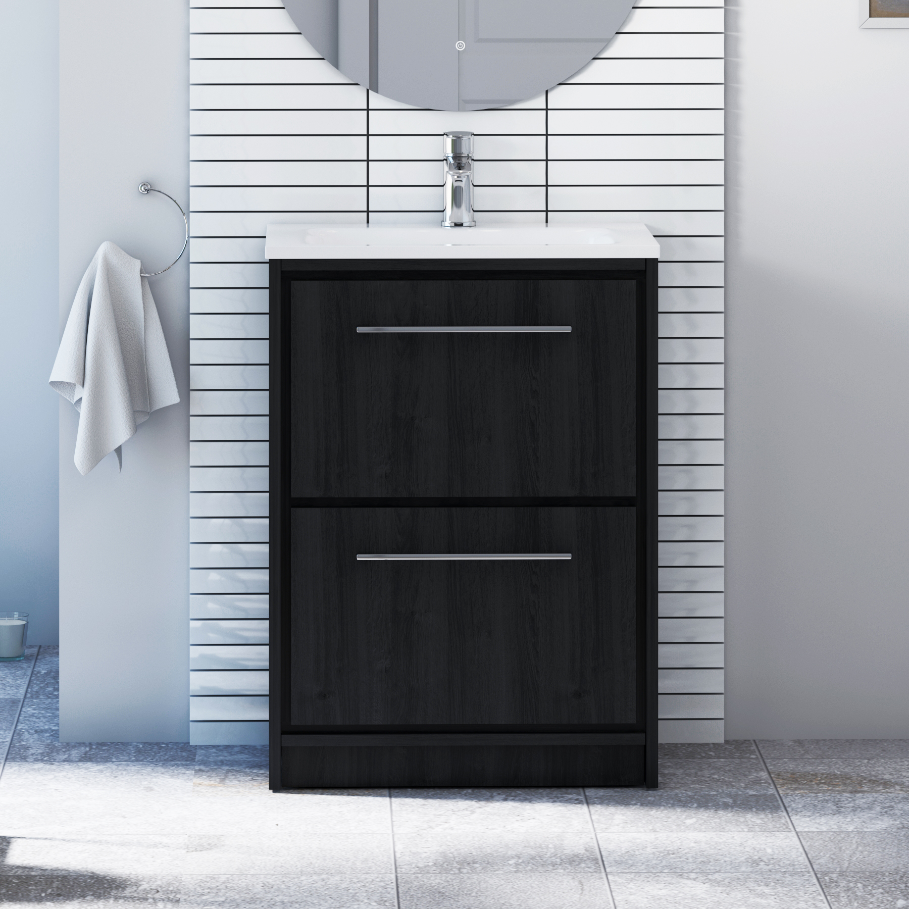 Livora 2-Drawer Floor Standing Vanity Unit – Multiple Sizes, Colours, Basins & Handle Options