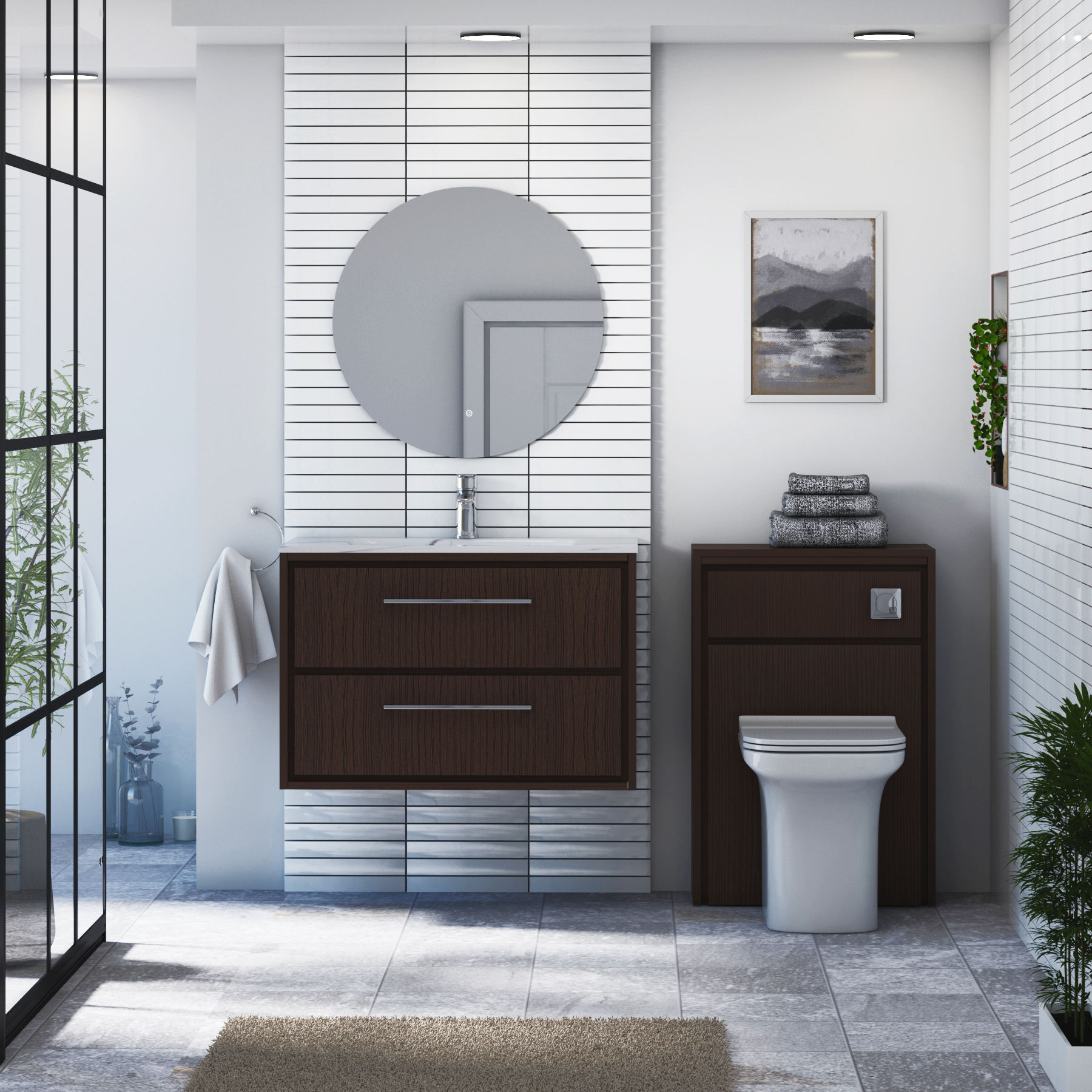 Livora Natural Oak Wall Hung 2 Drawer Vanity Unit with Optional Basin  & Various Handles