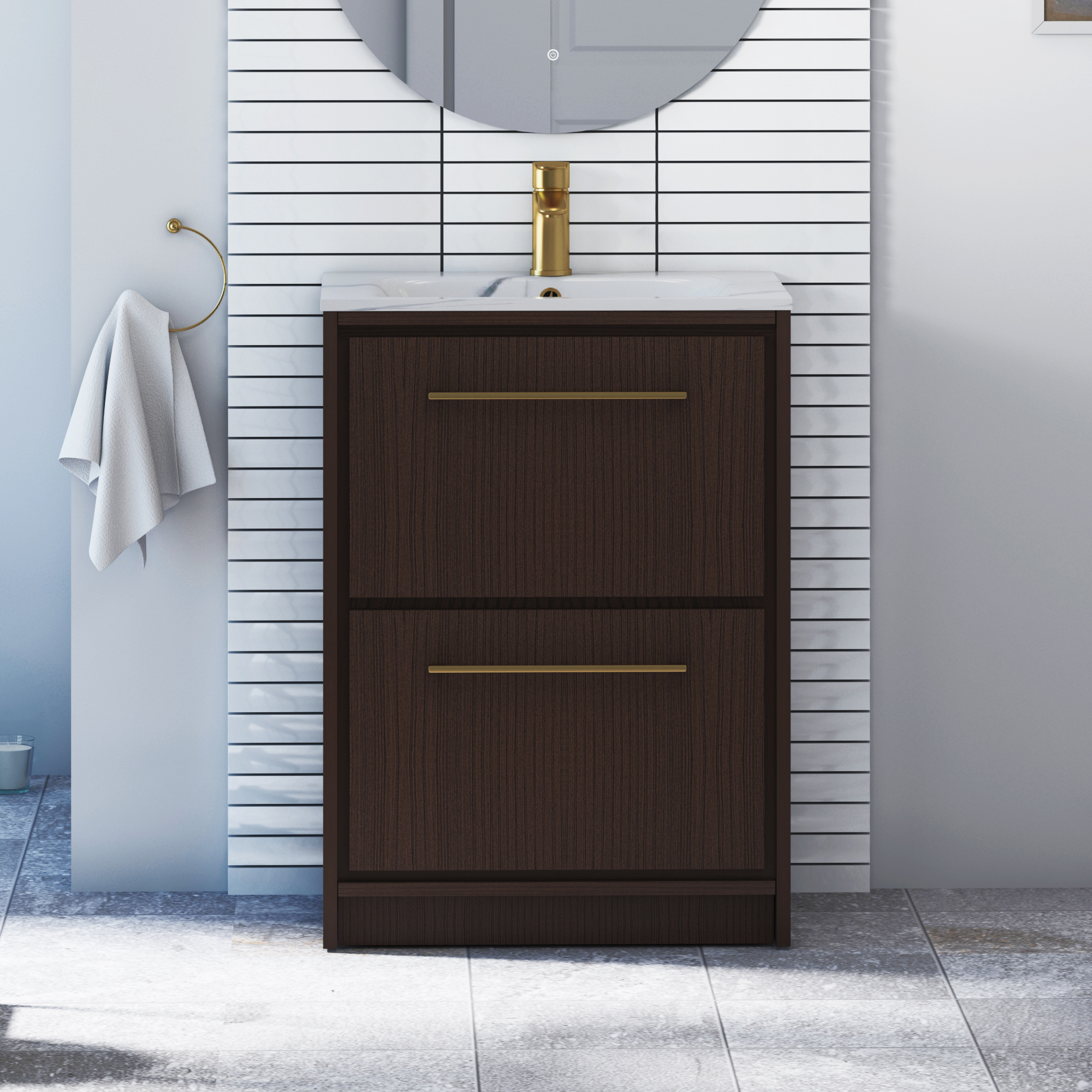 Livora 2-Drawer Floor Standing Vanity Unit – Multiple Sizes, Colours, Basins & Handle Options