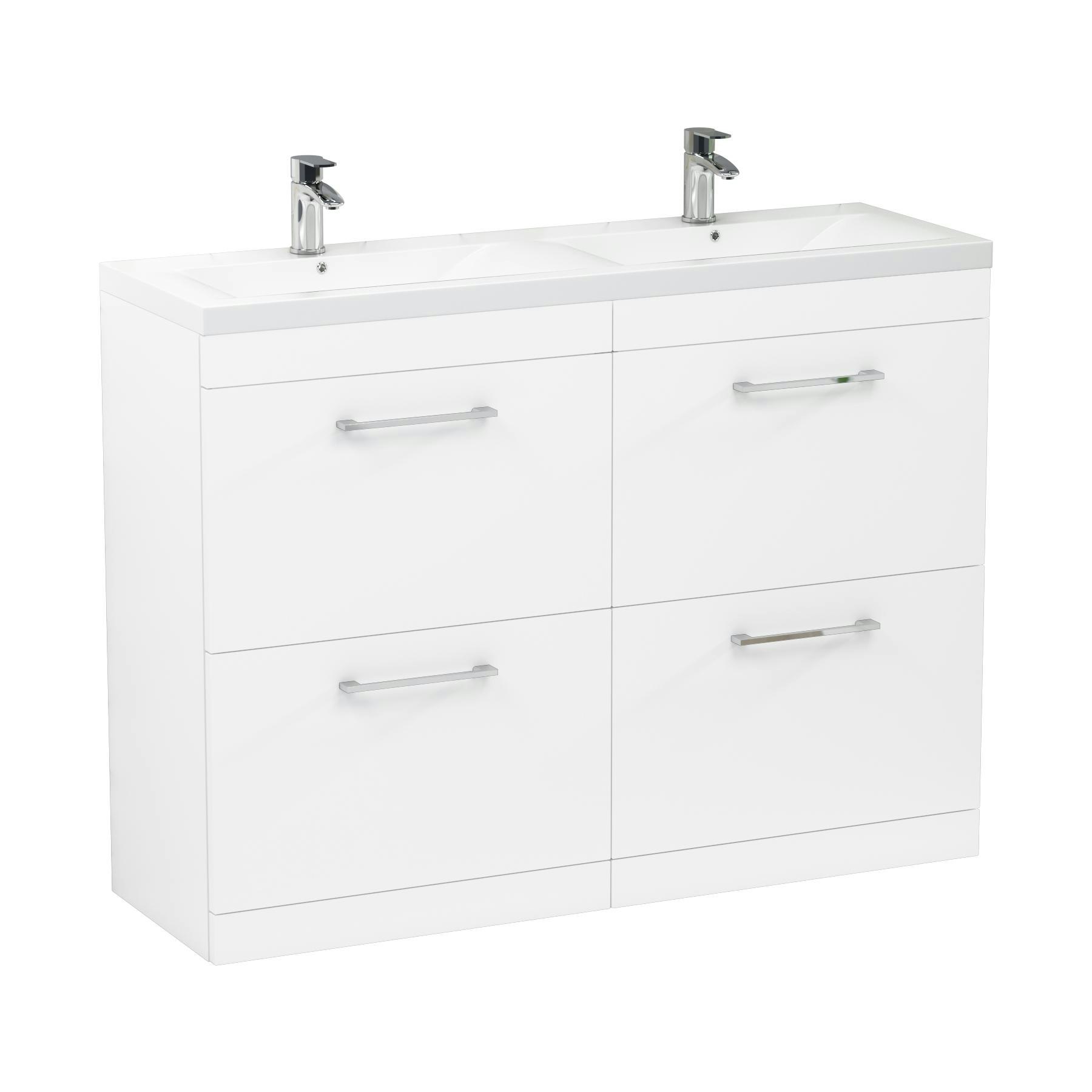Marbella 1200mm Floor Standing Vanity Unit with 4Drawer Gloss White