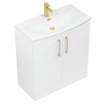  Marbella Gloss White 2 Door Floor Standing Vanity Unit with Curved Basin - Multiple Sizes & Handles