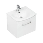 Marbella 500mm Wall Hung Vanity Unit with 1 Drawer Gloss White Cabinet & Curved Basin