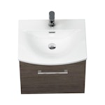 Marbella 500mm Wall Hung Vanity Unit with 1 Drawer Grey Elm Cabinet & Curved Basin