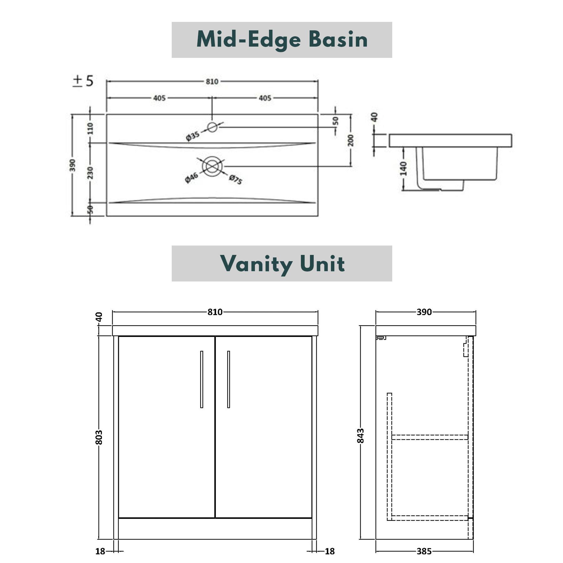 Milan 1300mm Electric Blue 2 Door Floor Standing Vanity Unit MidEdge