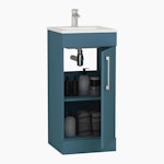 Modena 400mm Floor Standing Vanity Unit Satin Blue - 1 Door Basin Cabinet
