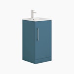 Modena 400mm Floor Standing Vanity Unit Satin Blue - 1 Door Basin Cabinet