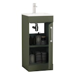 Modena 400mm Floor Standing Vanity Unit Satin Green - 1 Door Basin Cabinet