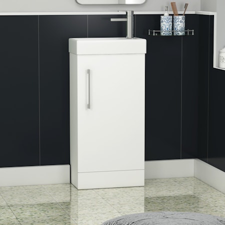 Modena 400mm Floor Standing Vanity Unit 1 Door With Basin Cabinet - Multicolor & Handles