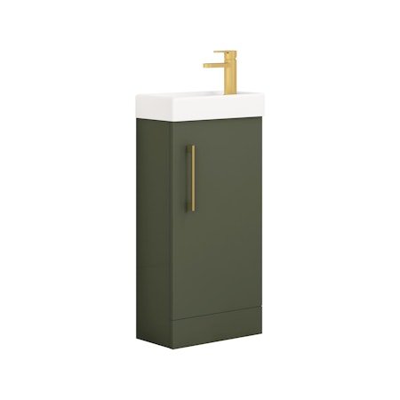 Modena 400mm Compact Floor Standing Vanity Unit 1 Door With Basin Cabinet - Multicolor & Handles