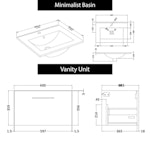 Modena 600mm Satin White Wall Hung Vanity Unit 1 Drawer Minimalist Basin With Black Handle
