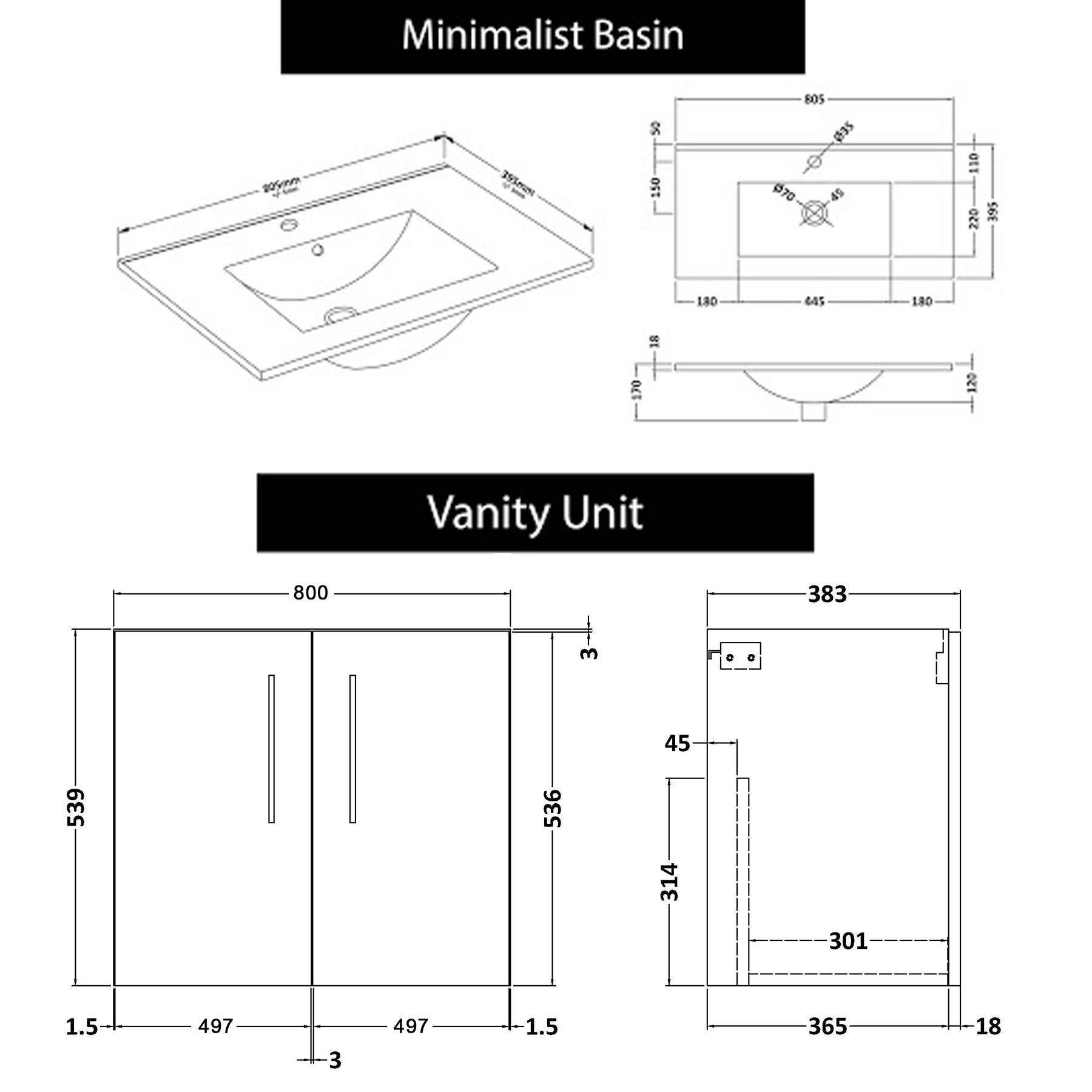 Modena 800mm Satin Blue Wall Hung Vanity Unit 2 Door Minimalist Basin With Brushed Brass Handle