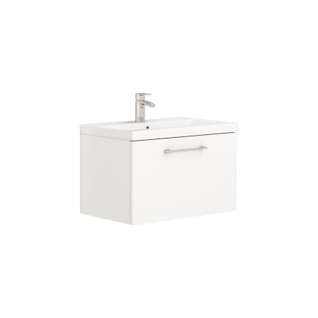 Modena 600mm Satin White Wall Hung Vanity Unit 1 Drawer Mid-Edge Basin - Royal Bathrooms