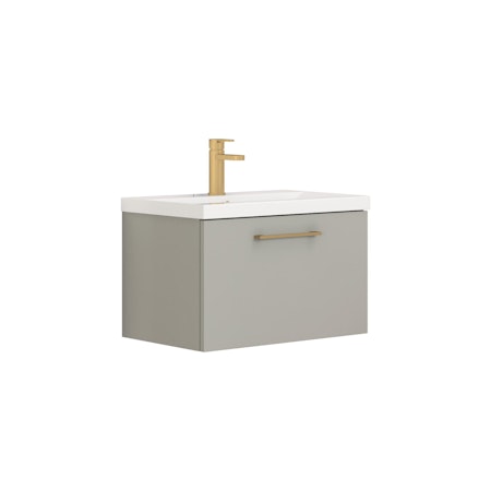 Modena Satin Grey 1 Drawer Wall Mounted Vanity Unit with Mid-Edge Basin - Optional Size & Handles