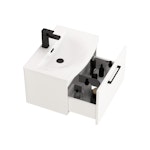 Modena Satin White 1 Drawer Wall Mounted Vanity Unit with Curved Basin - Optional Size & Handles