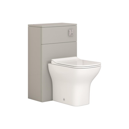 Modena 500mm Satin Grey BTW WC Unit with Qubix Toilet Pan & Slim Seat, Cistern