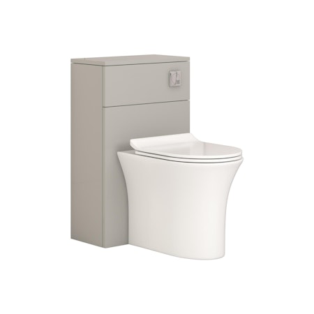 Modena 500mm Satin Grey BTW WC Unit with Breeze Rimless Toilet Pan & Slim Seat, Cistern