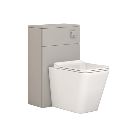 Modena 500mm Satin Grey BTW  WC Unit with Elena Rimless Toilet Pan & Slim Seat, Cistern 
