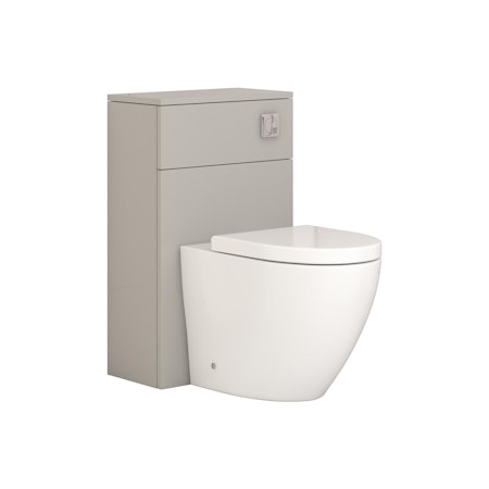 Modena 500mm Satin Grey BTW WC Unit with Abacus Rimless Toilet Pan & Seat, Cistern