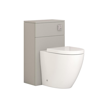 Modena 500mm Satin Grey BTW WC Unit with Abacus Rimless Short Projection Toilet Pan & Seat, Cistern