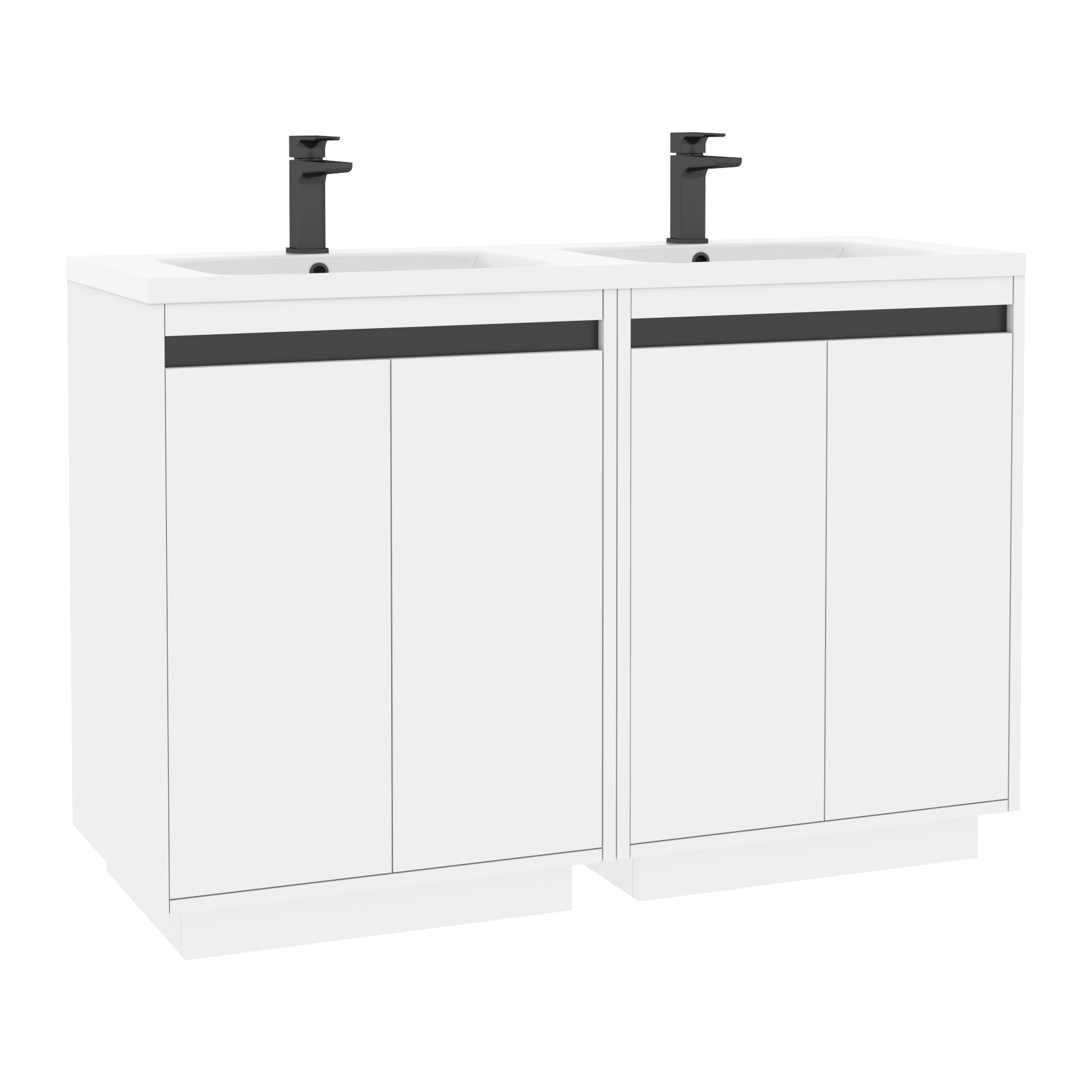 Orion 1200mm Matt White 4 Door Floor Standing Vanity Unit with Ceramic Basin & Accent Trim