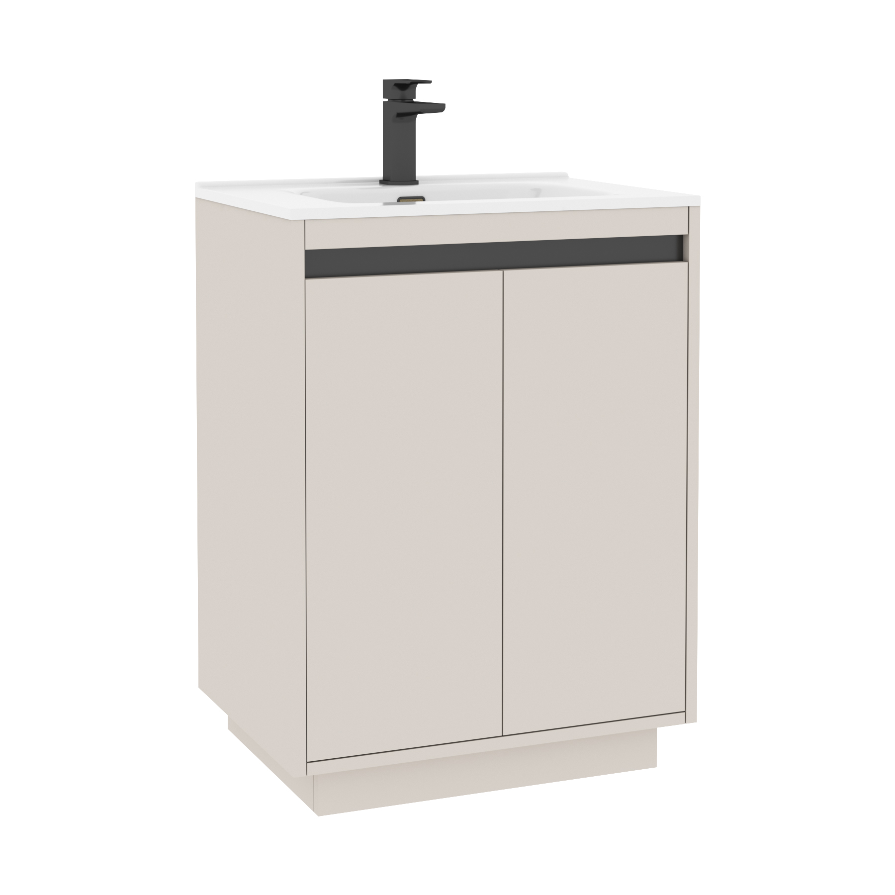 Orion Warm Taupe 2 Door Floor Standing Vanity Unit with Ceramic Basin