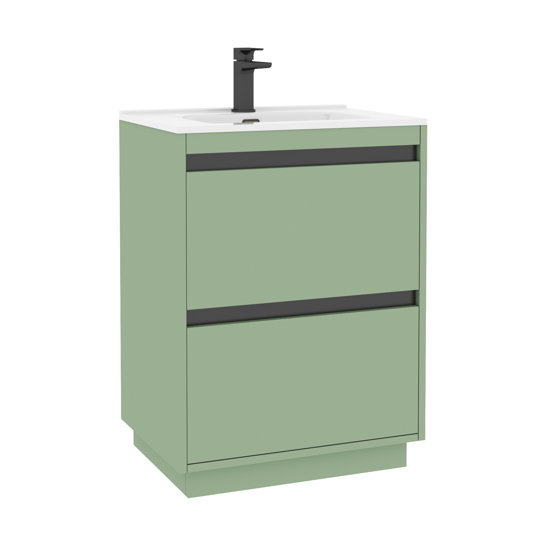 Orion Mint Sage 2 Drawer Floor Standing Vanity Unit with Ceramic Basin
