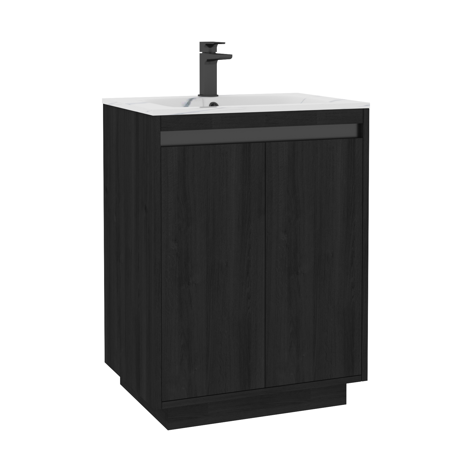 Orion Floor Standing Vanity Unit 2 Door Hale Black with Carrara White Basin & Accent Trim