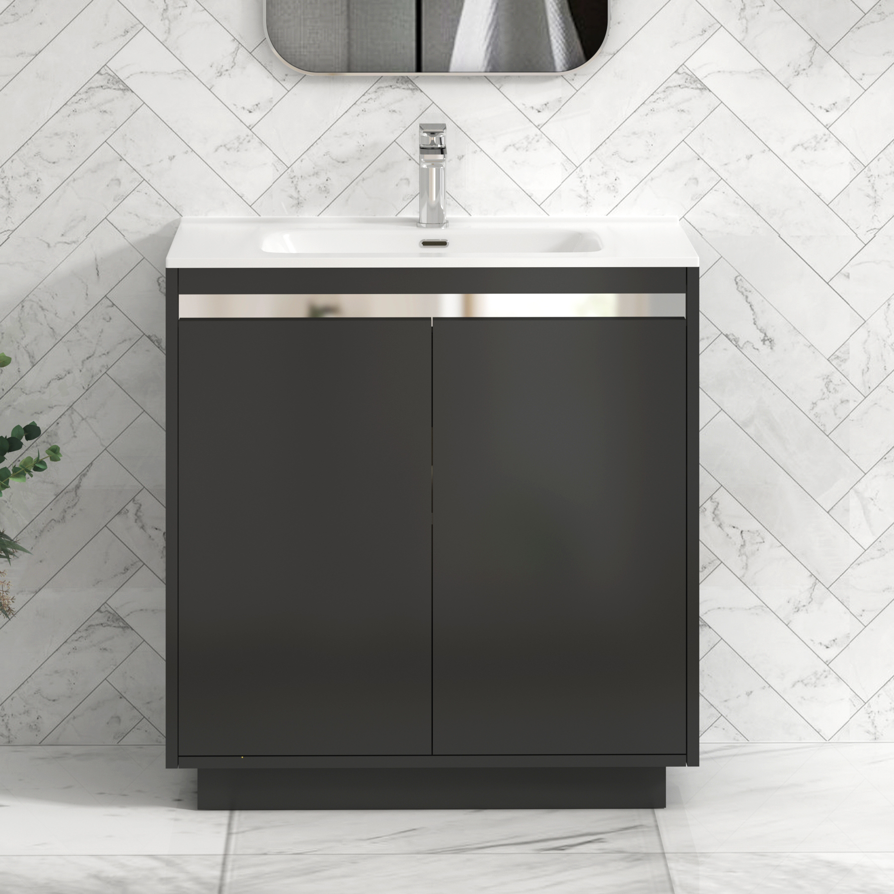 Orion 2 Door Floor Standing Vanity Unit – Multiple Sizes, Colours, Basins & Accent Trim Options