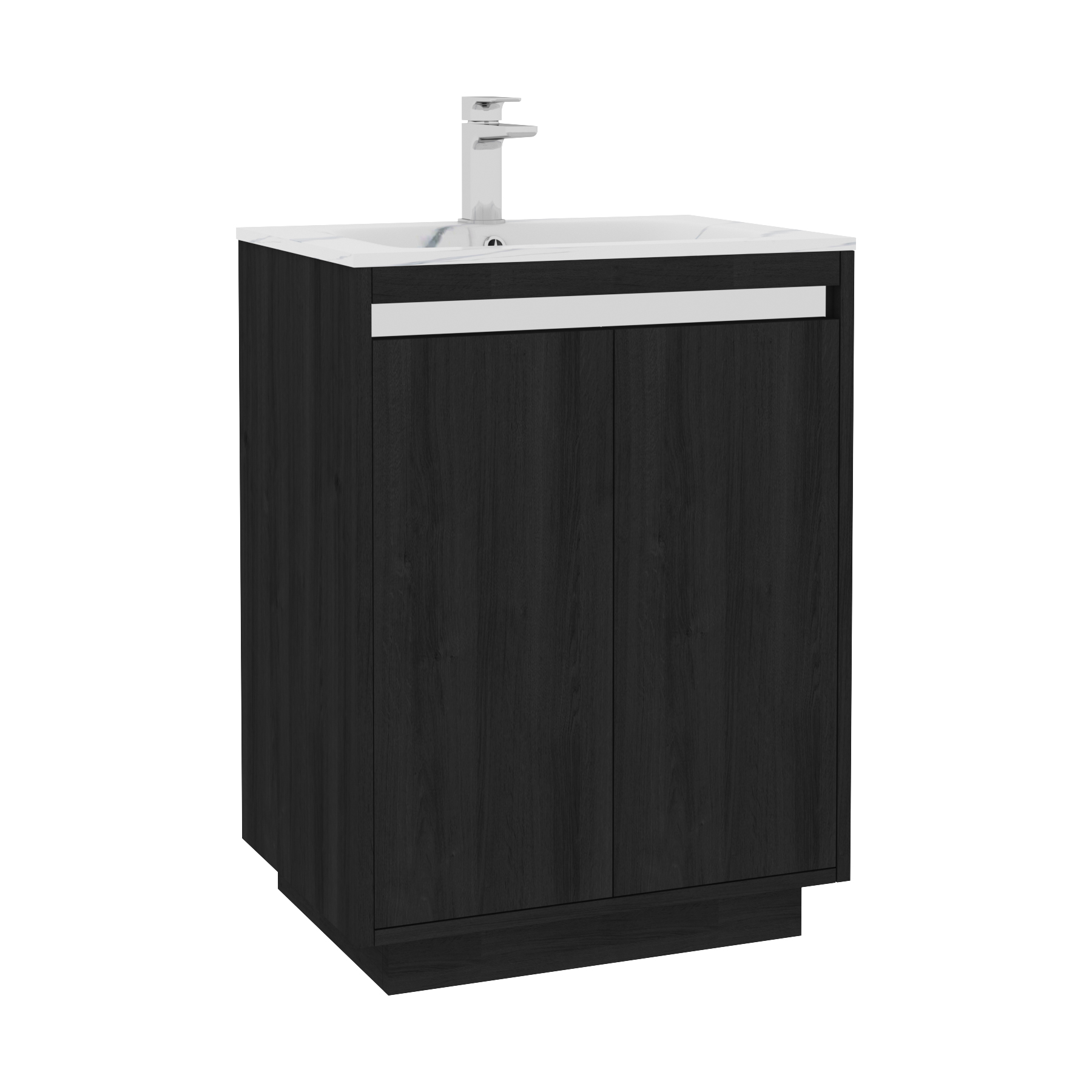 Orion Floor Standing Vanity Unit 2 Door Hale Black with Carrara White Basin & Accent Trim