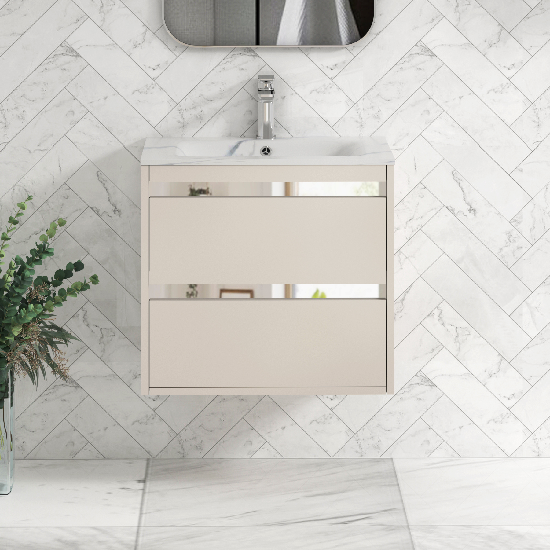 Orion 2 Drawer Wall Hung Vanity Unit – Multiple Sizes, Colours, Basins & Accent Trim Options