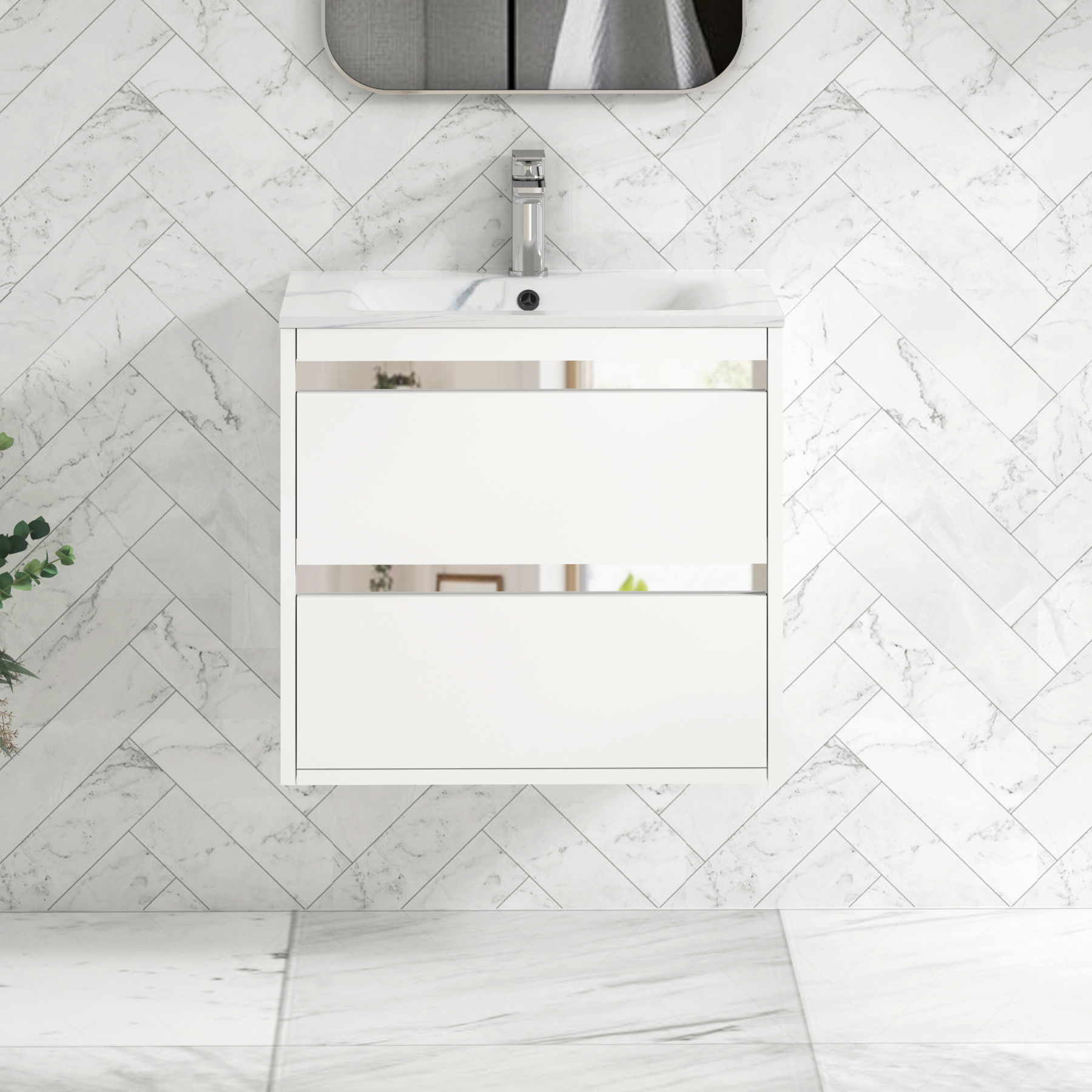 Orion 2 Drawer Wall Hung Vanity Unit – Multiple Sizes, Colours, Basins & Accent Trim Options