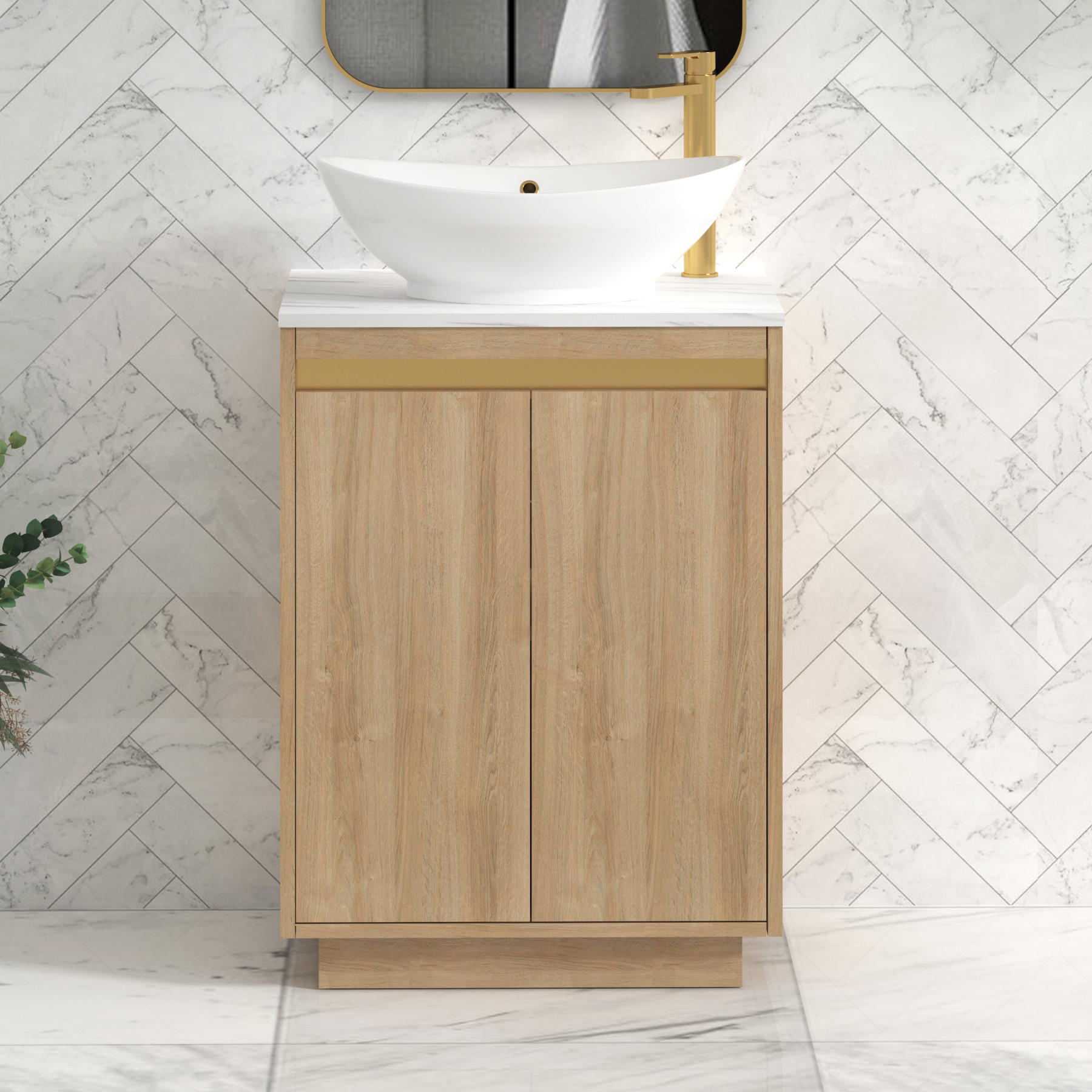 Orion 2 Drawer Floor Standing Vanity Unit – Multiple Sizes, Colours, Worktop Basins & Accent Trim Options