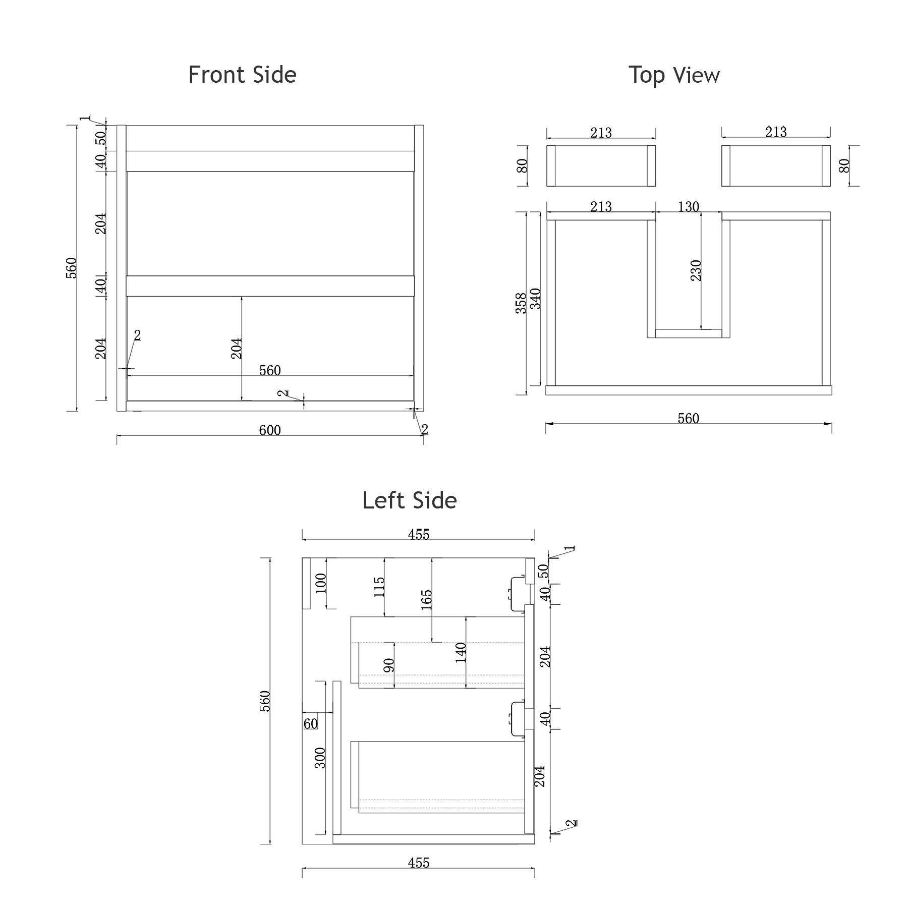 Orion 600mm Mint Sage Wall Hung Countertop Vanity Unit 2 Drawer with Art Basin & Brushed Brass Accent Trim