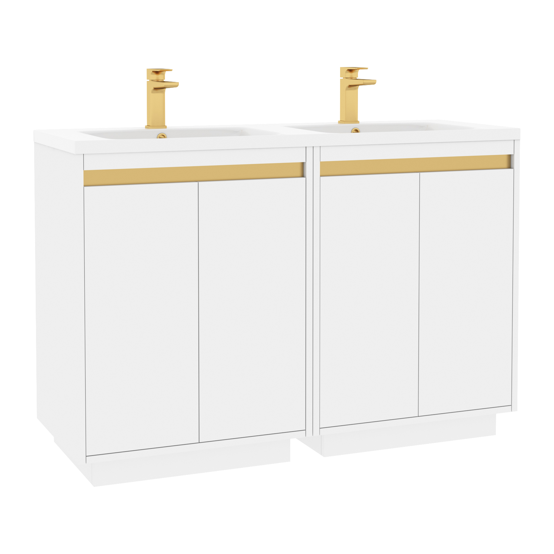 Orion 1200mm Matt White 4 Door Floor Standing Vanity Unit with Ceramic Basin & Accent Trim
