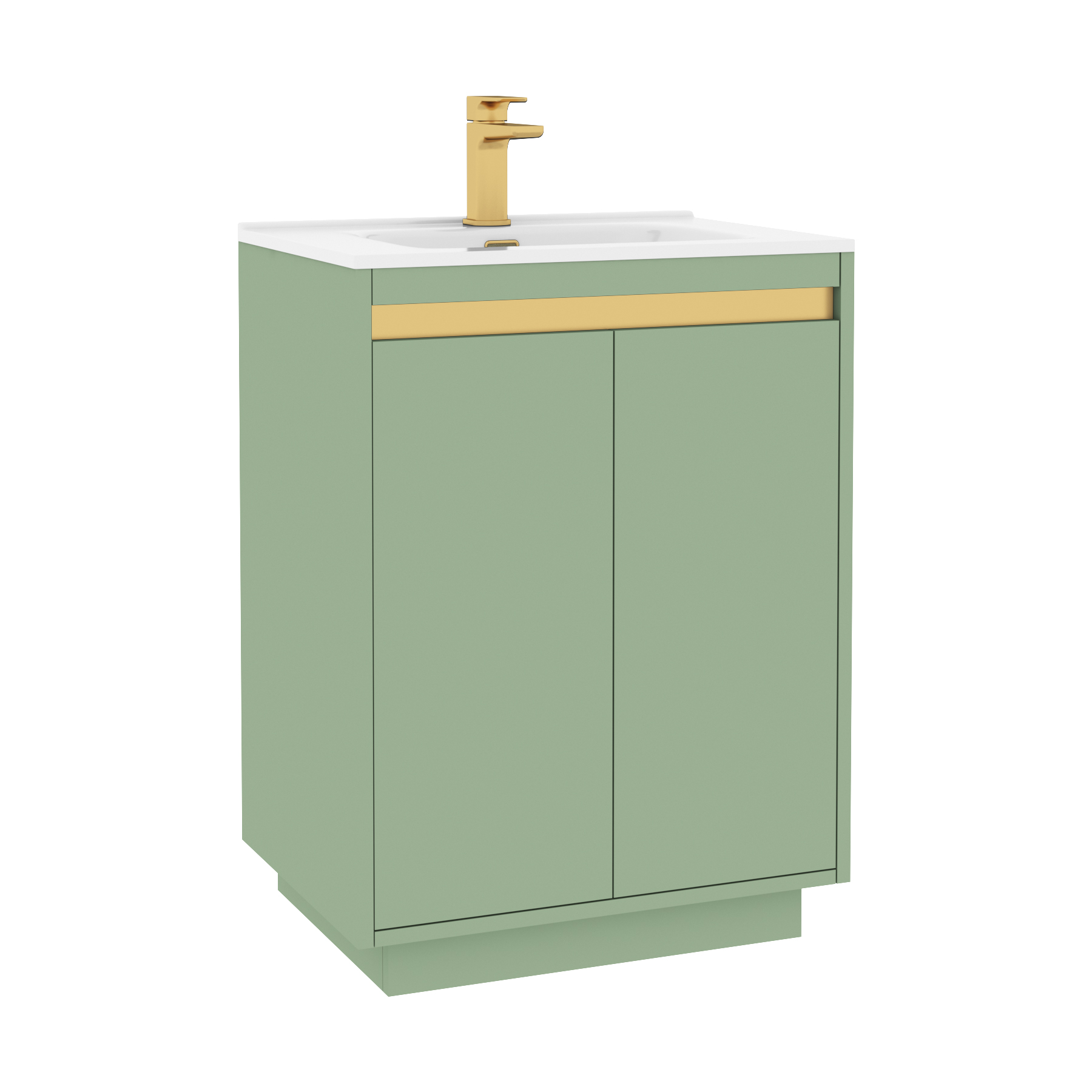 Orion Mint Sage 2 Door Floor Standing Vanity Unit with Ceramic Basin