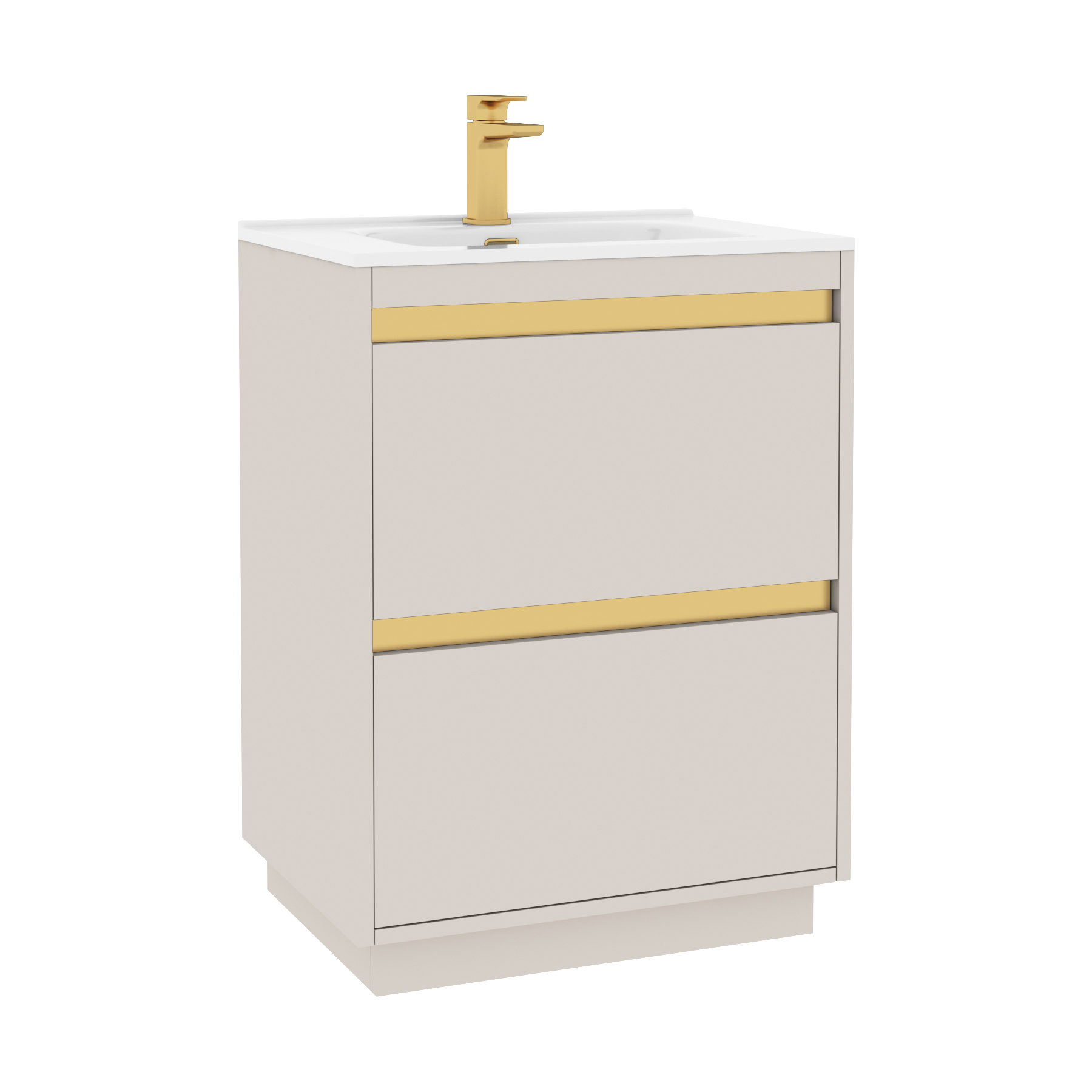 Orion Warm Taupe 2 Drawer Floor Standing Vanity Unit with Ceramic Basin